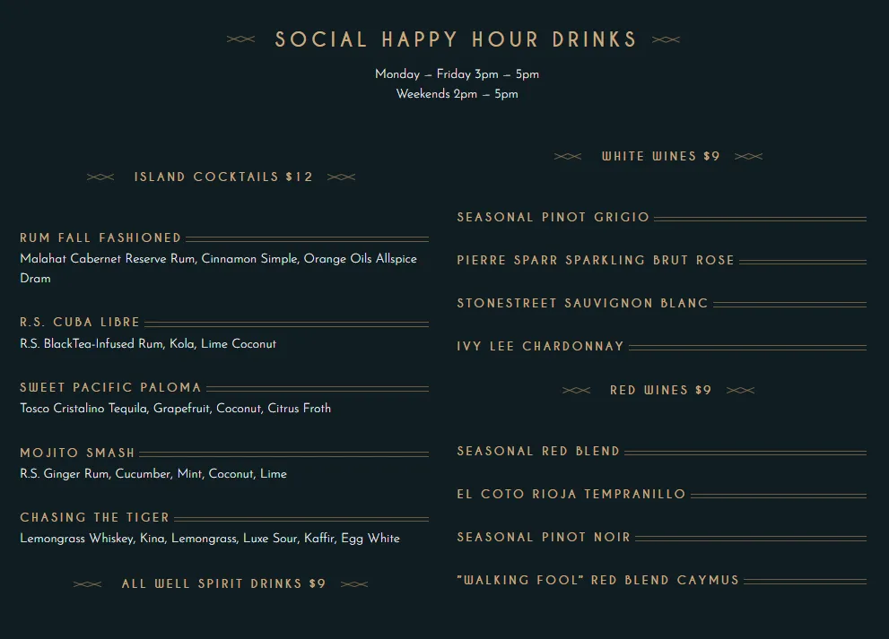Rum Social Kitchen & Cocktails (Laguna Beach) Happy hour