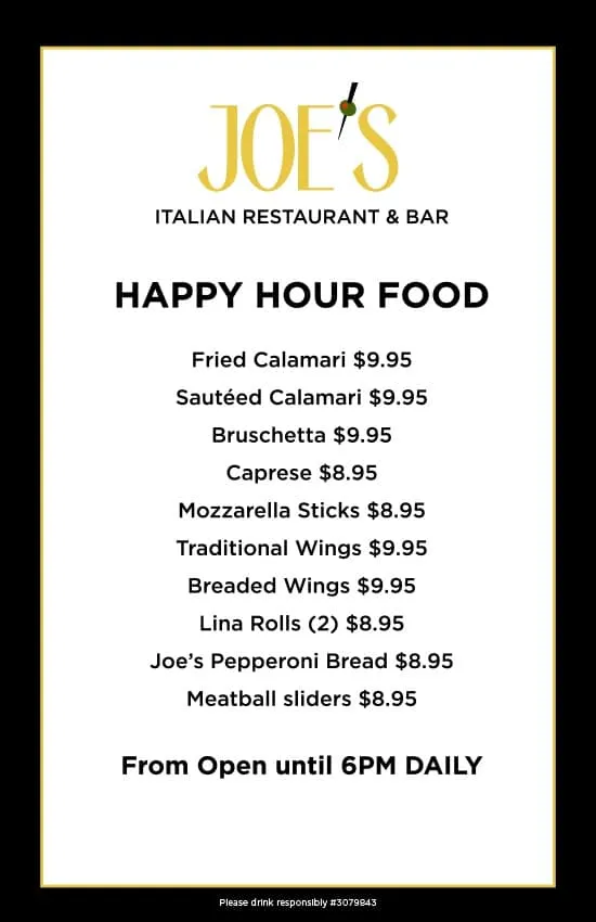 Joe's Italian Restaurant & Bar (Ladera Ranch) Happy hour