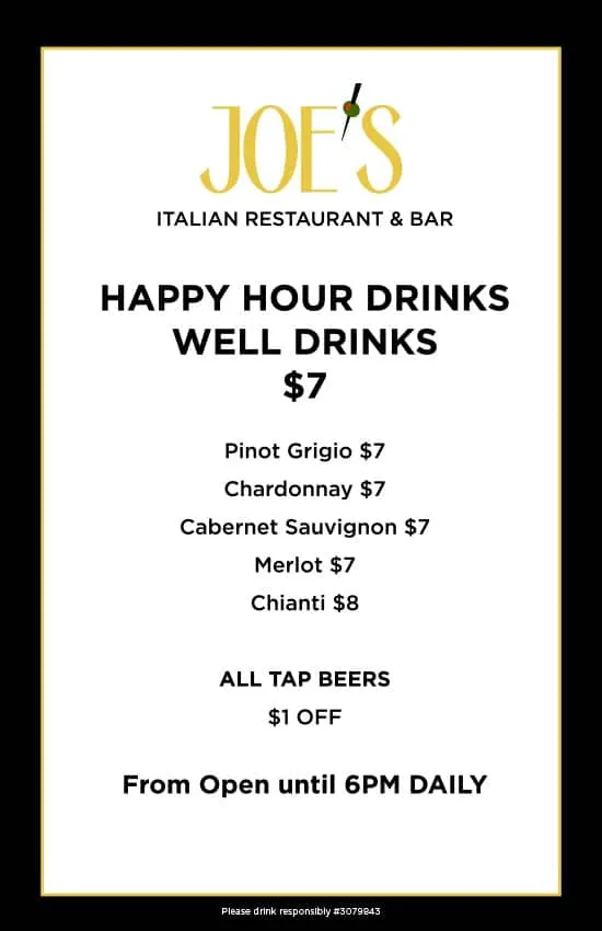 Joe's Italian Restaurant & Bar (Ladera Ranch) Happy hour