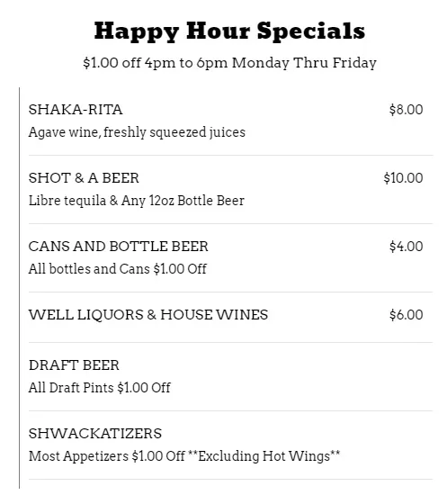 The Shwack Cantina (San Clemente) Happy hour