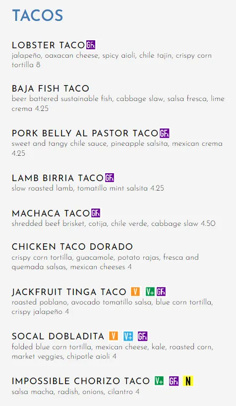 SOCALO (Santa Monica) Tacos special