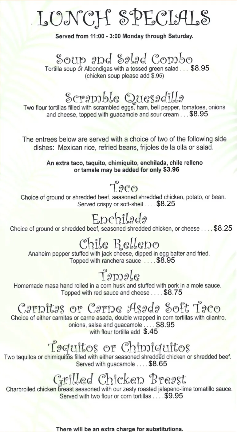 Flamingos Mexican Grill (Laguna Hills) Lunch special