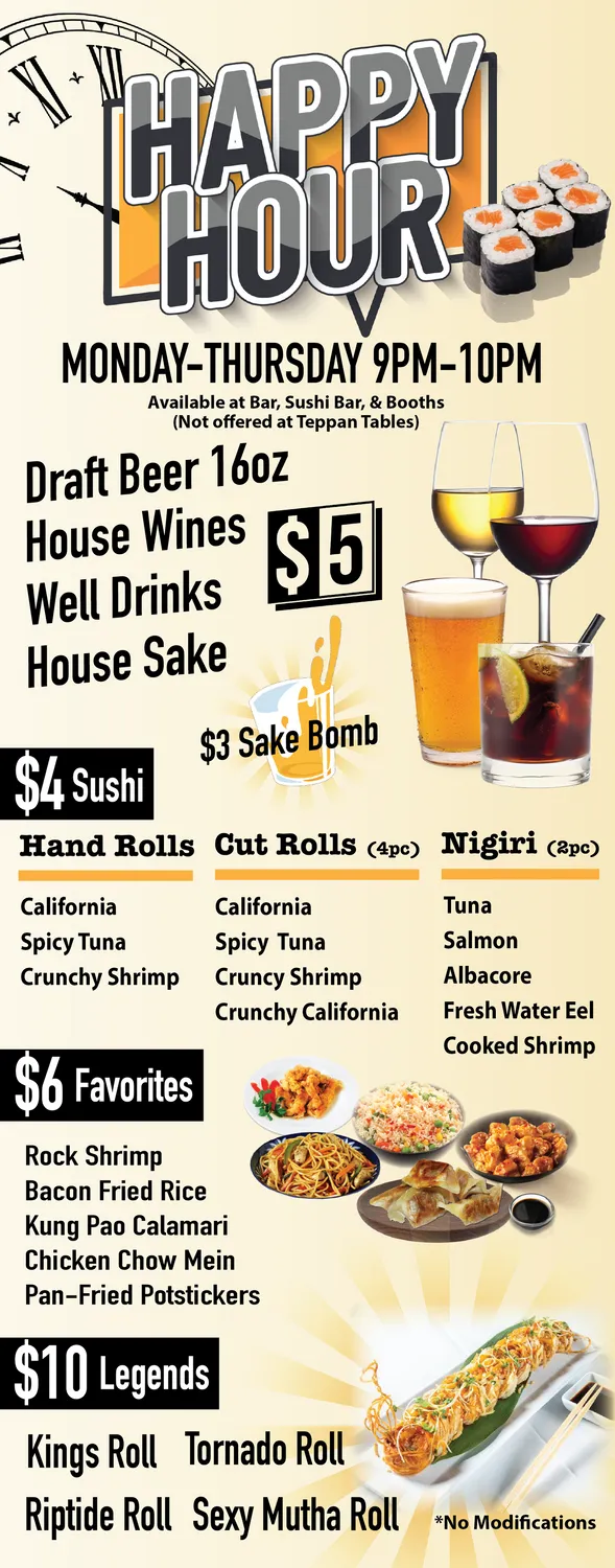 Riptide Rockin' Sushi & Teppan Grills (Mission Viejo) Happy hour