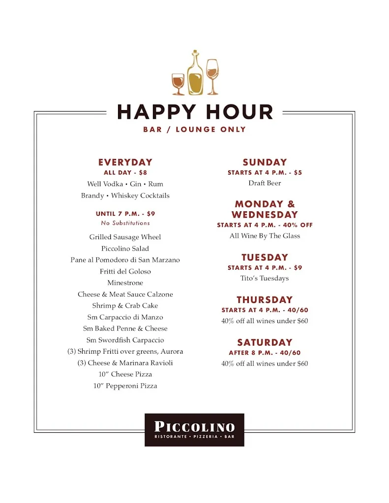 Piccolino Ristorante (Mission Viejo) Happy hour